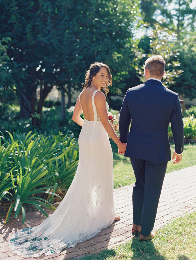 Bride and Groom at Belmond El Encanto Hotel. Photography by Natalie Bray.