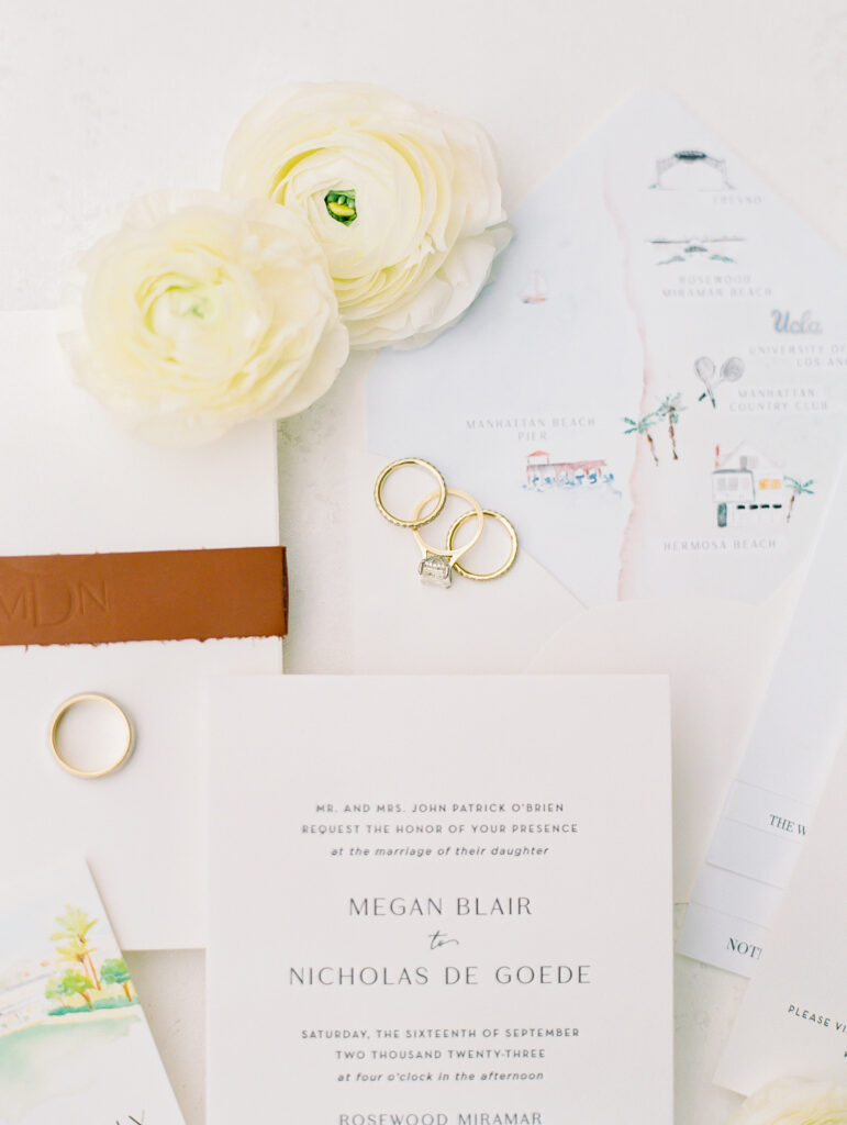 Wedding Stationary Suite Flatlay for the Rosewood Miramar Beach