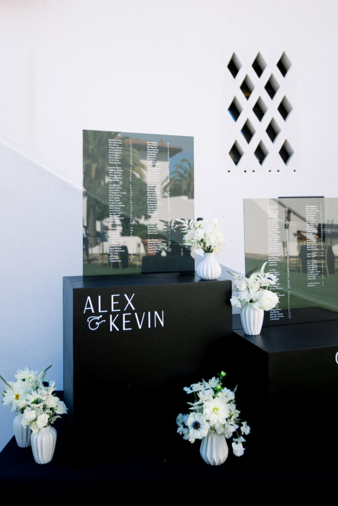 Modern black and white seating chart