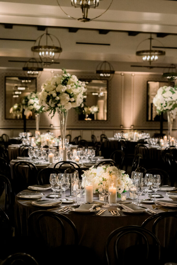 Hotel Californian Ballroom wedding reception tablescape