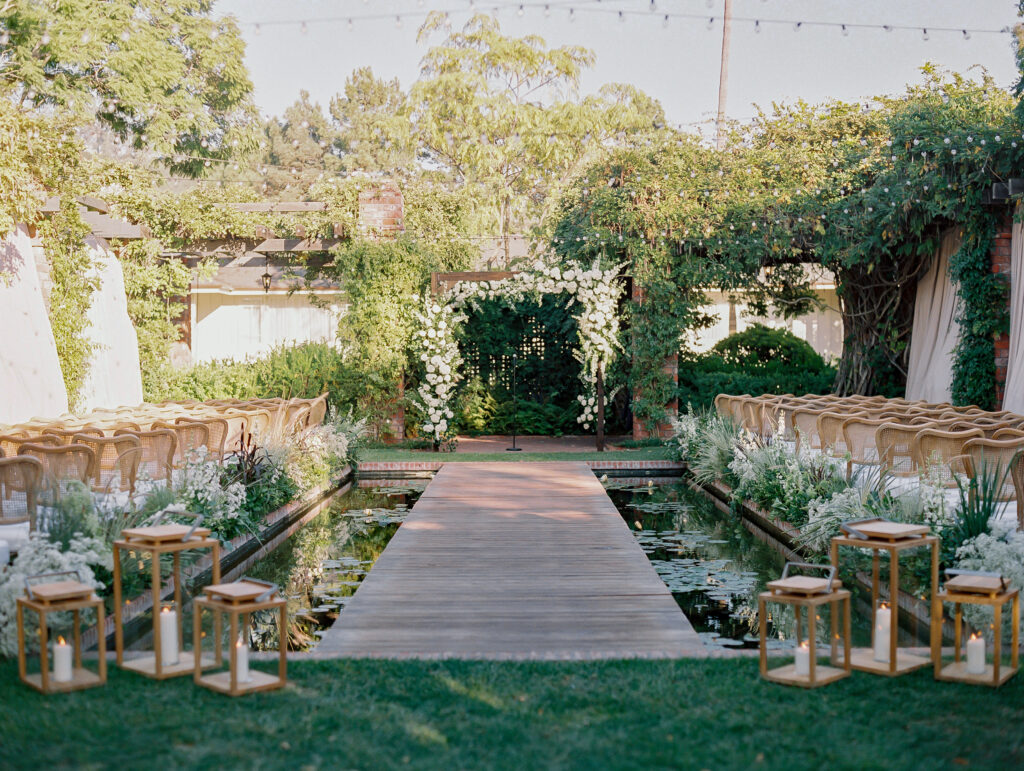 Quiet luxury wedding ceremony at the lily pond