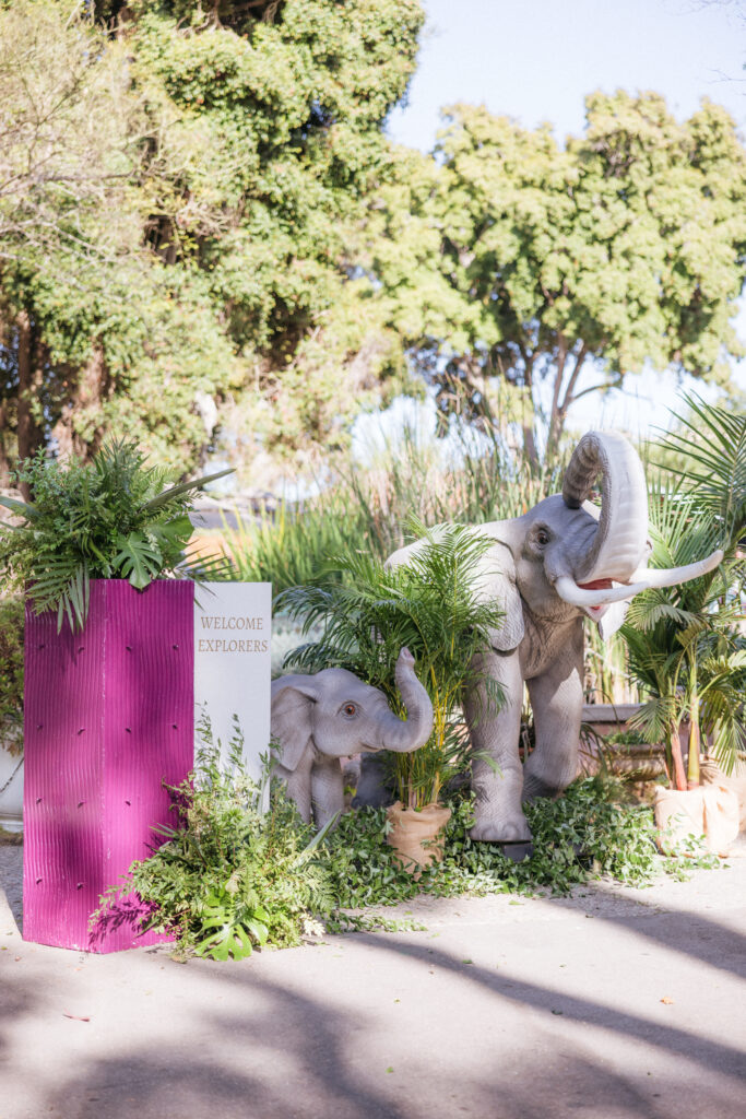 Large Elephant props at jungle party at the Santa Barbara Zoo