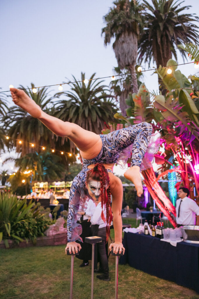 dancer dressed like a snake at Gucci Jungle Themed party