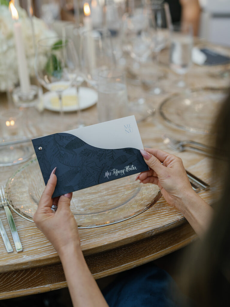 luxurious navy blue menu