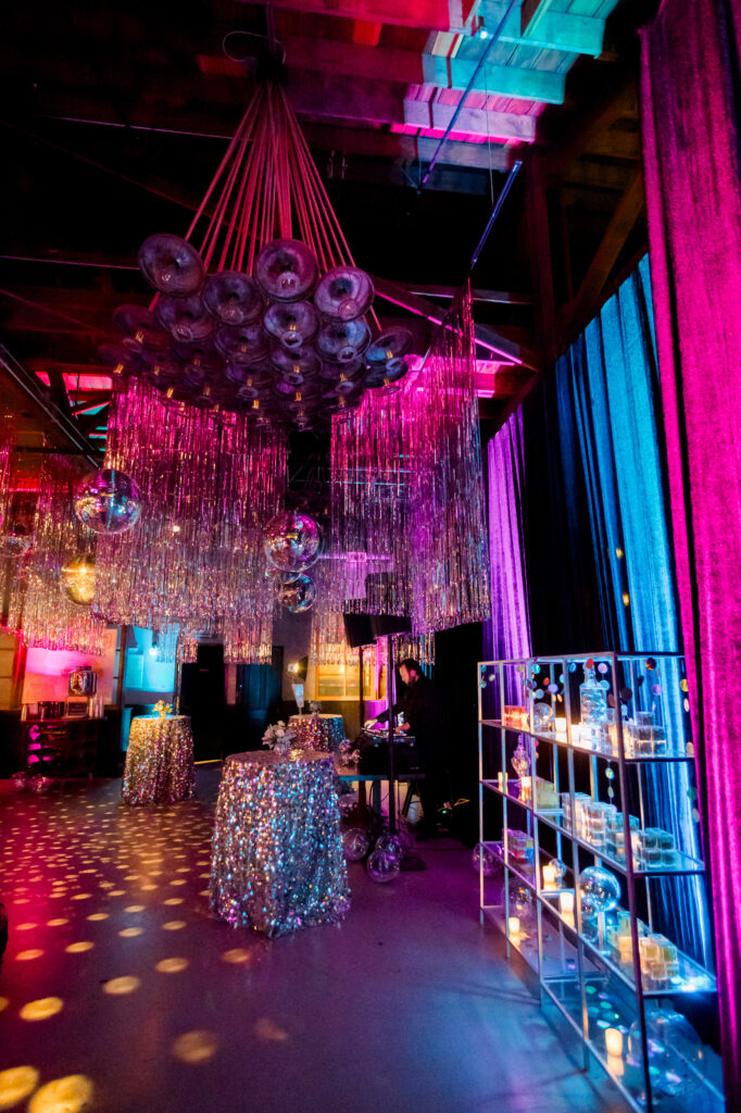 Disco themed wedding after party in The Funk Zone