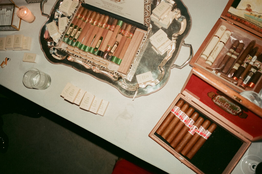 cigar bar at wedding. film photograph