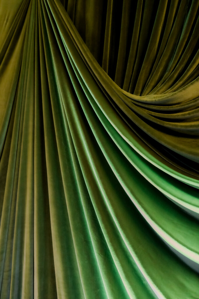 Dramatic Green velvet draping