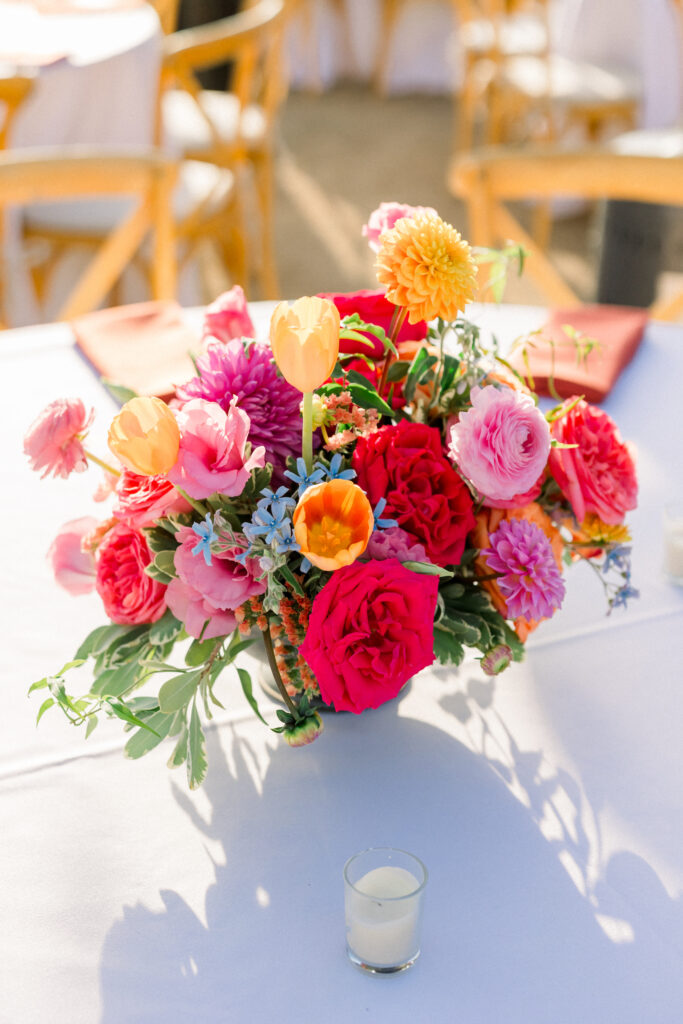 Sangeet colorful floral centerpieces