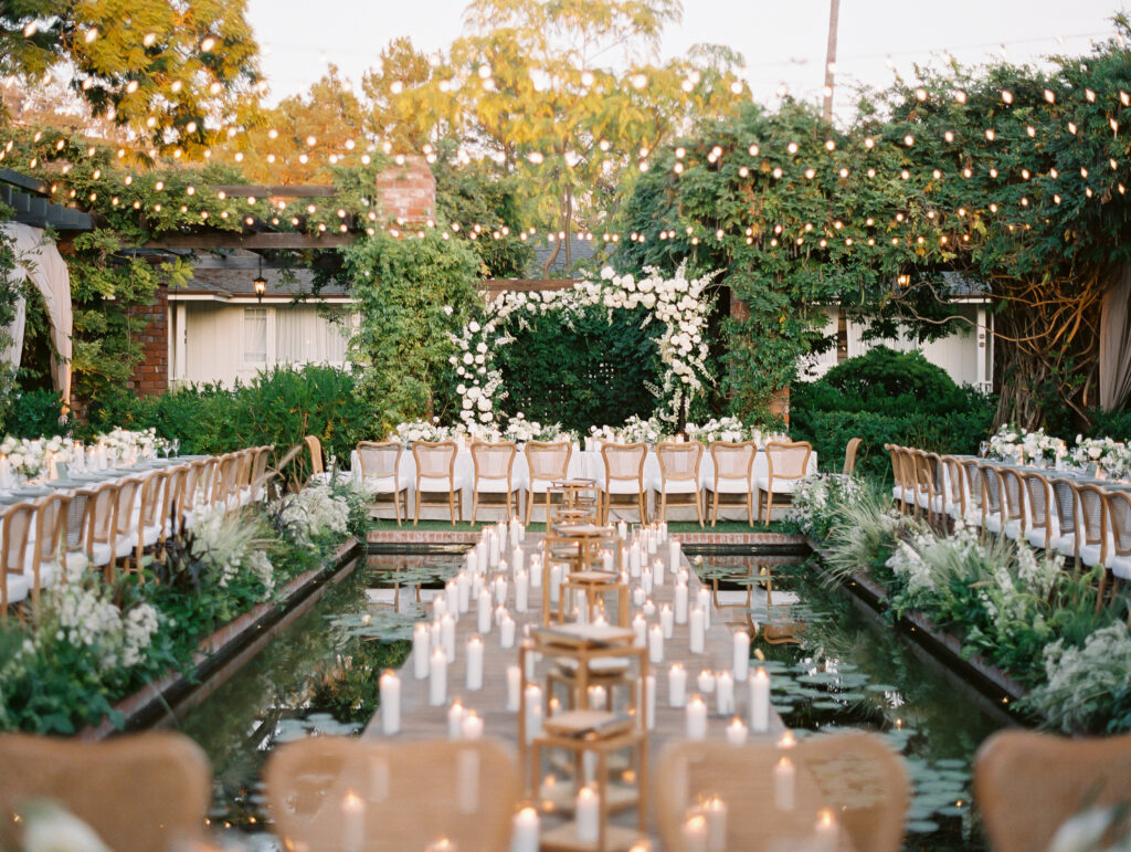 Belmond El Encanto lily pond reception with quiet luxury design