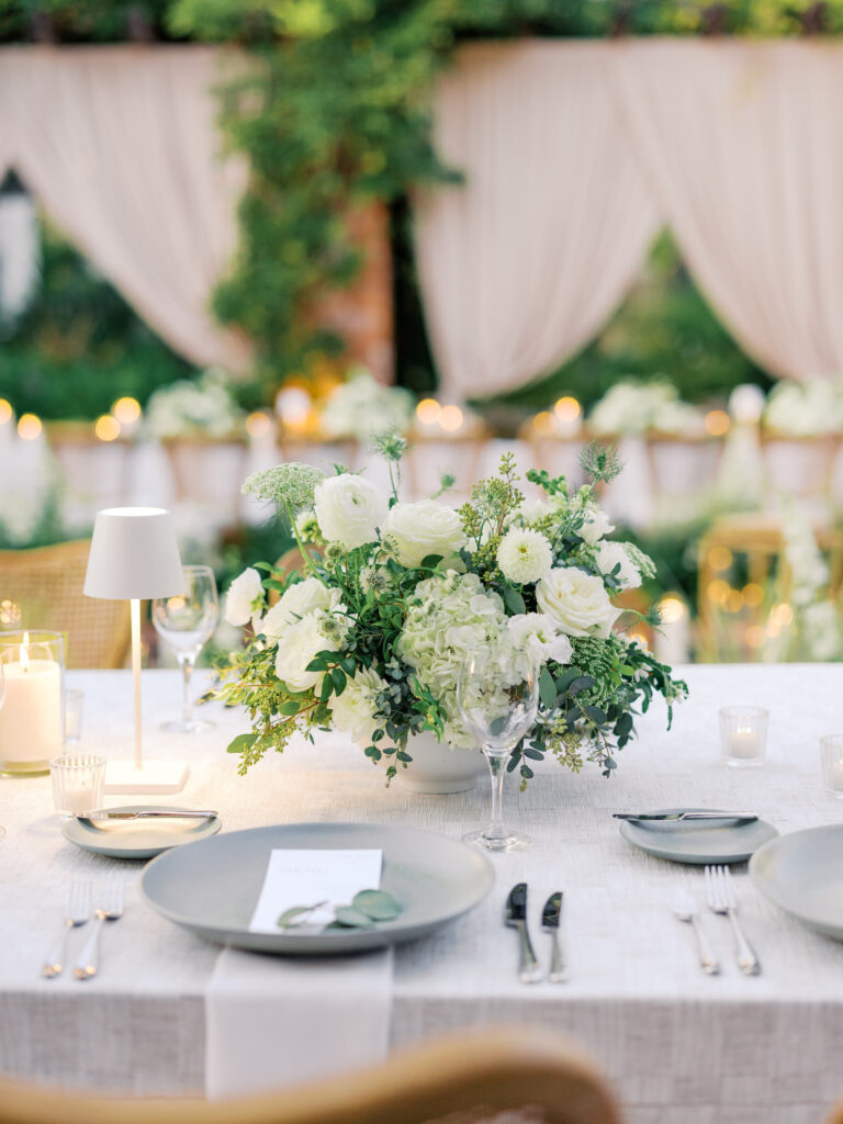 Quiet luxury reception tablescape