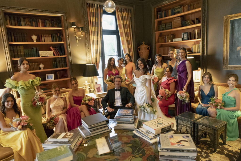 Wedding party inside Glenmere Mansion