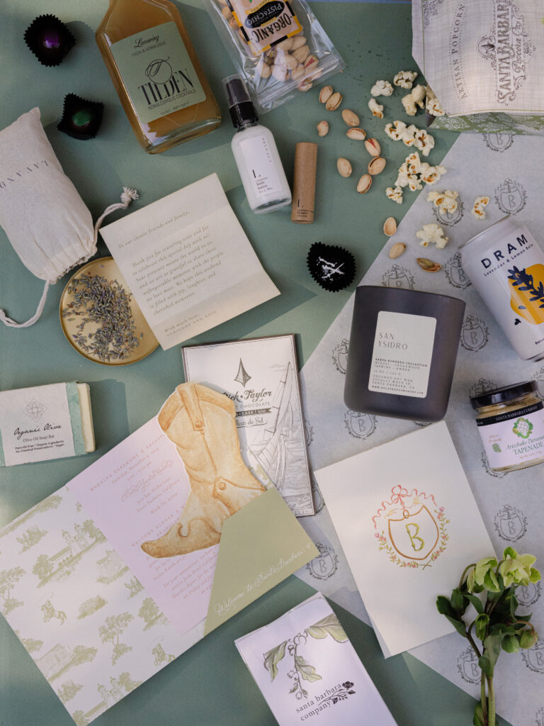 Wedding Welcome bag flatlay by KT Merry