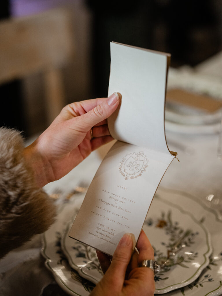Custom leather menus at Western Welcome Party