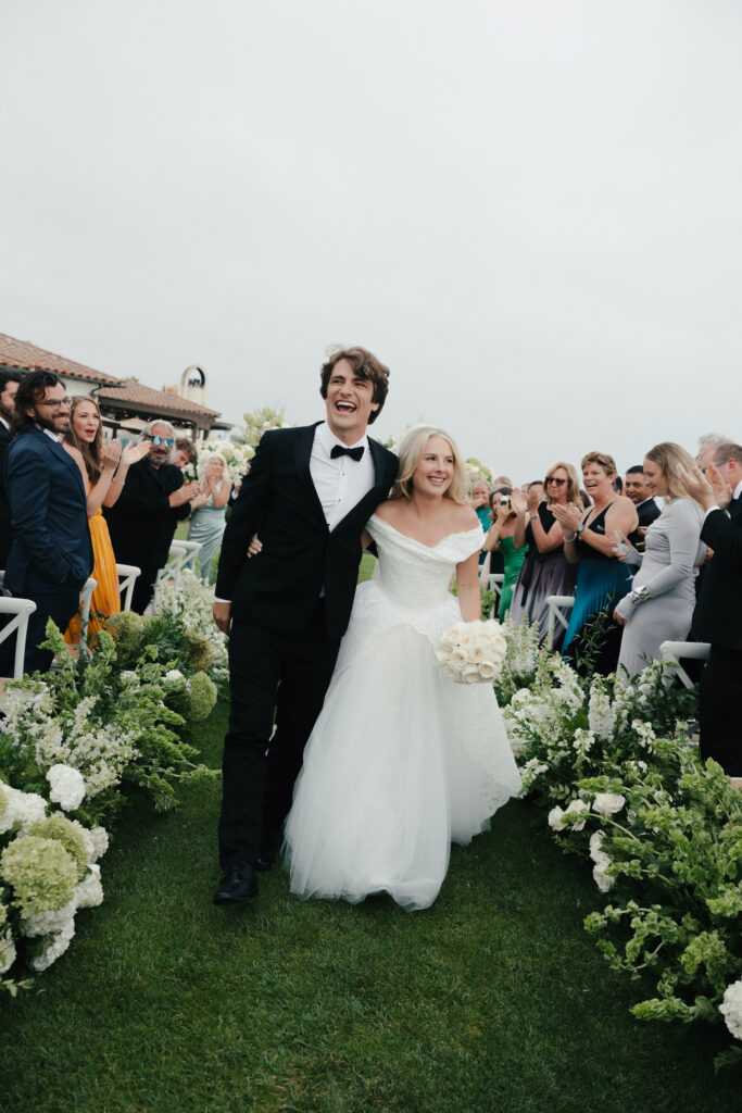 Stylish white and green wedding ceremony at the Ritz Carlton Bacara