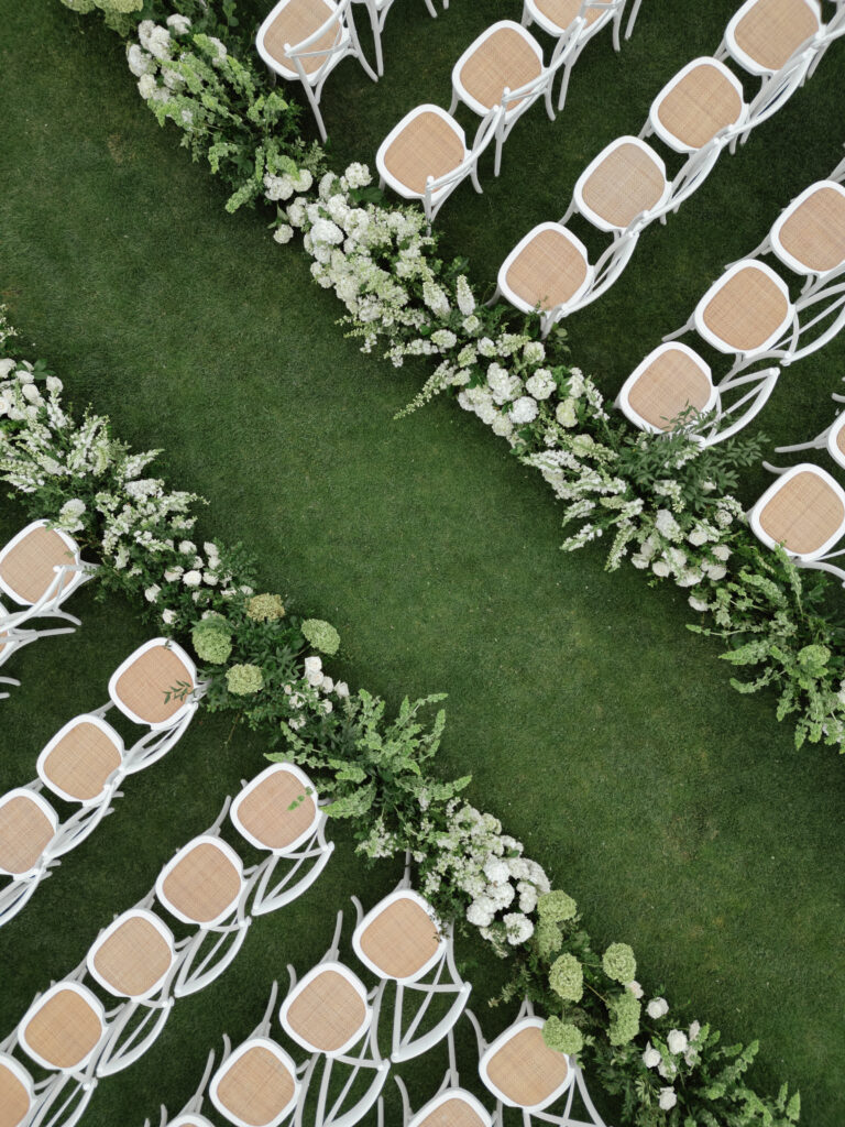 Stylish white and green wedding ceremony at the Ritz Carlton Bacara