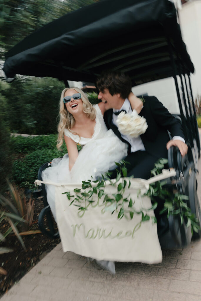 Stylish white and green wedding ceremony at the Ritz Carlton Bacara