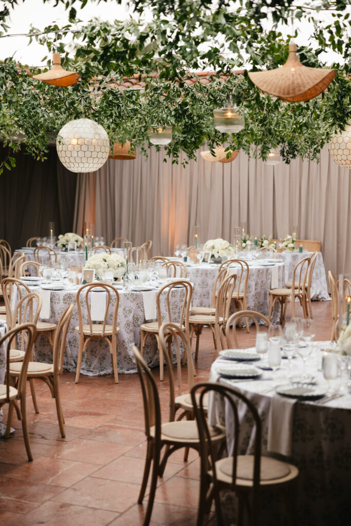 Stylish Green and white wedding reception at the Ritz Carlton Bacara