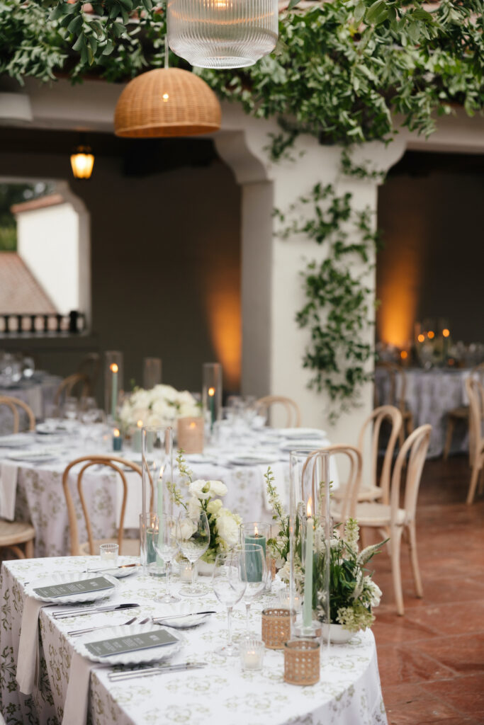 Stylish Green and white wedding reception at the Ritz Carlton Bacara
