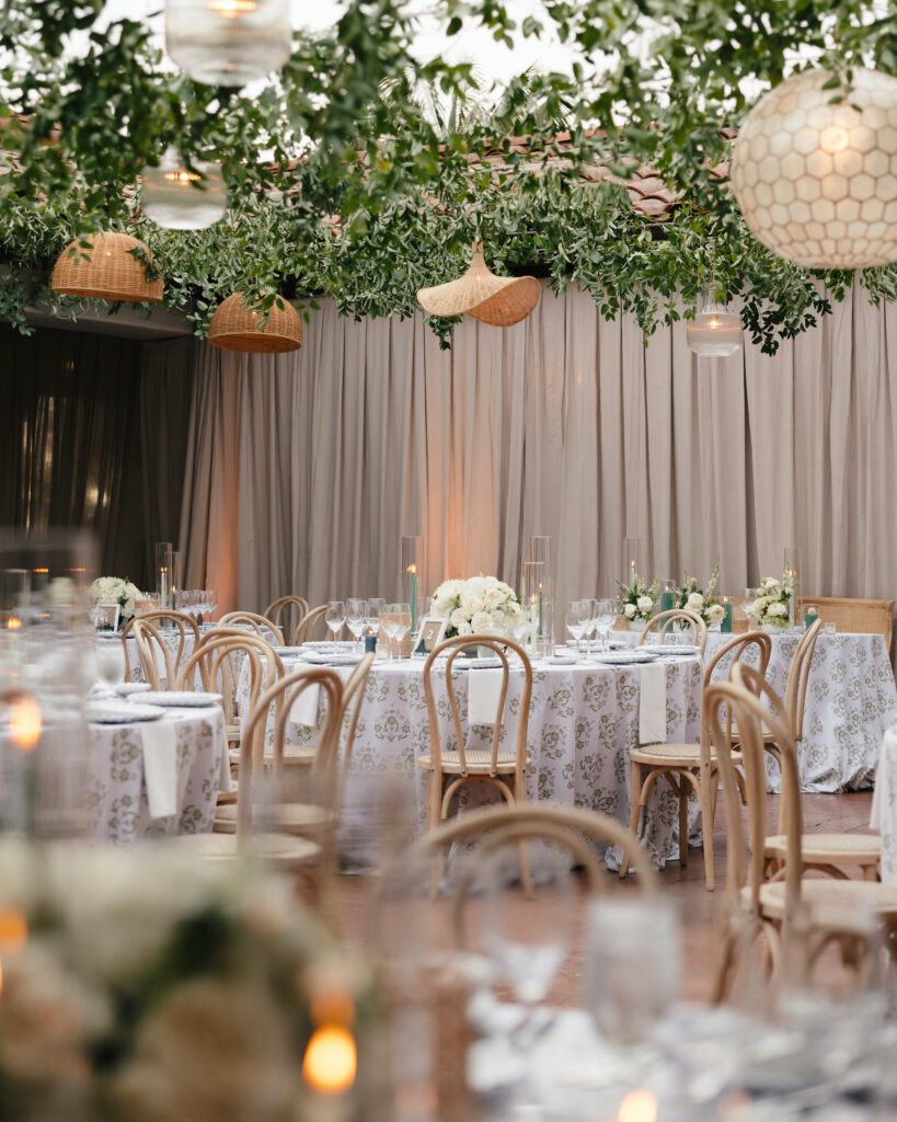 Stylish Green and white wedding reception at the Ritz Carlton Bacara