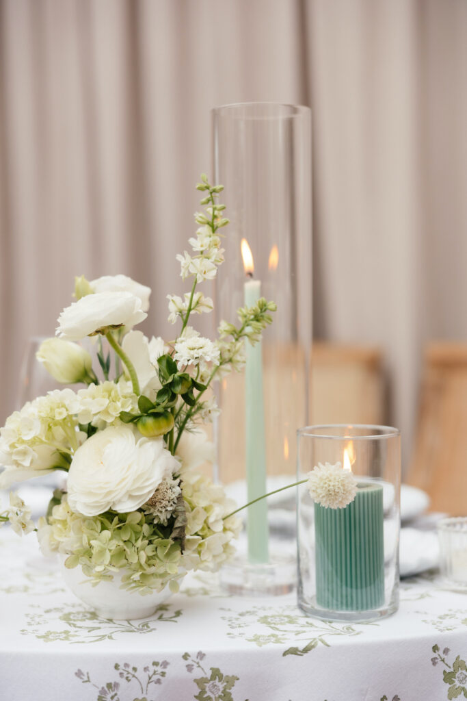 Stylish Green and white wedding reception at the Ritz Carlton Bacara