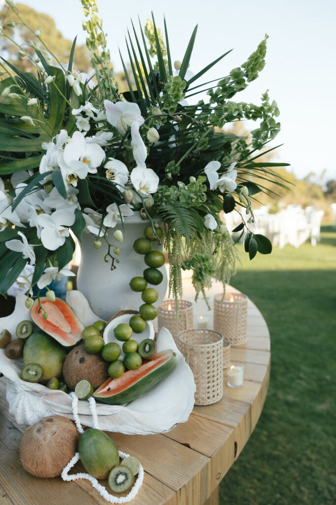 Beach Club inspired Wedding Welcome party at the Bacara