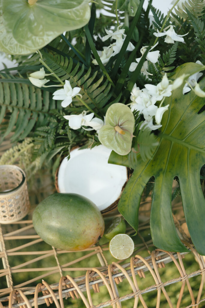 Tropical floral arrangement at lounge